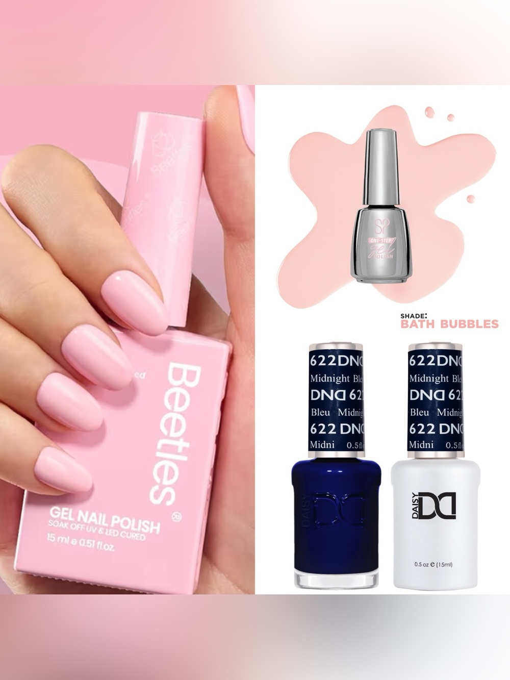 NWOT Set of 3 Gel Nail Polish, Pink Shades & Blue – DND, Beetles & Salon Perfect - Picture 8 of 8